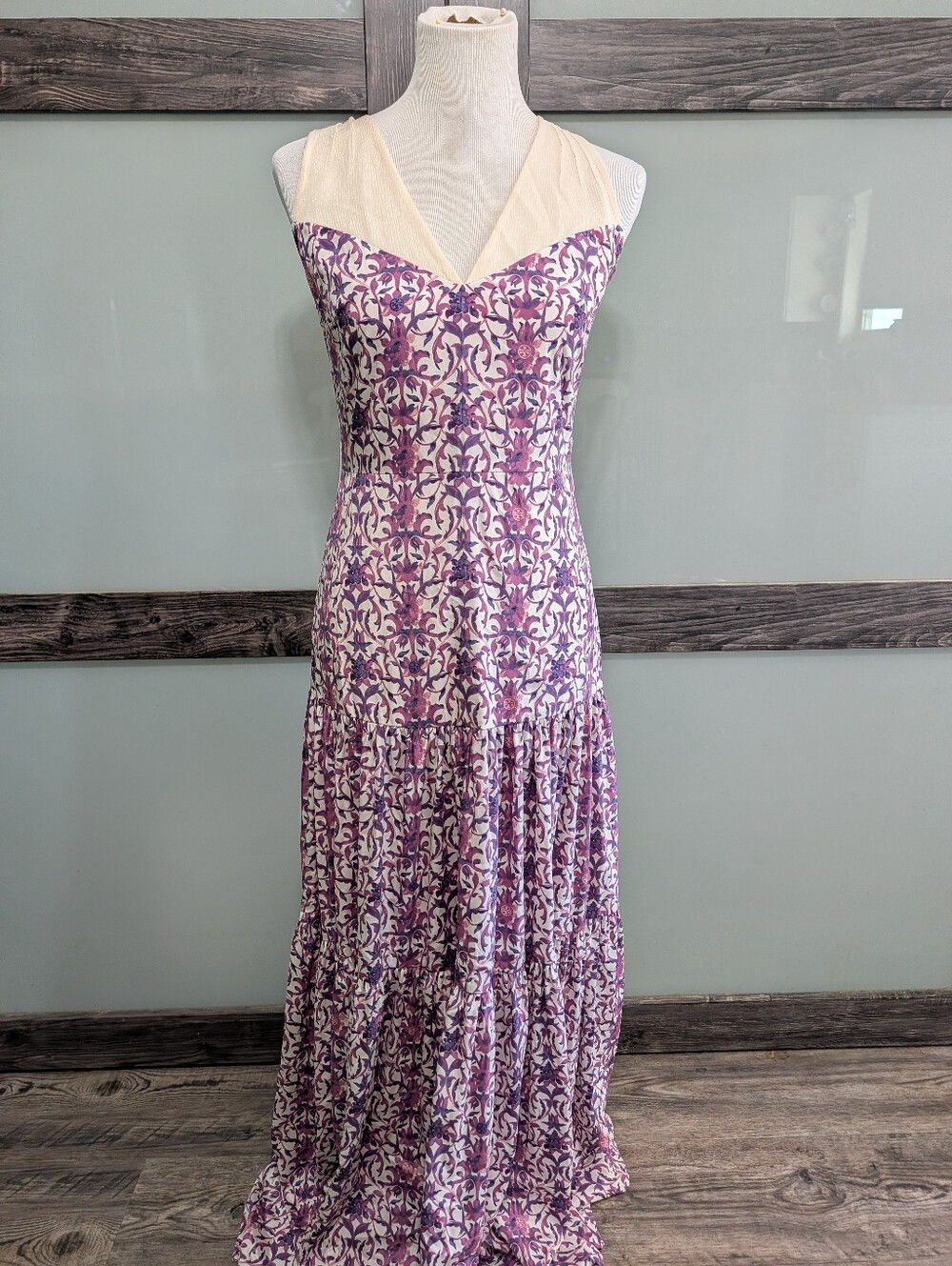 Tory Burch Silk Crossover Strap Maxi Dress Size 4